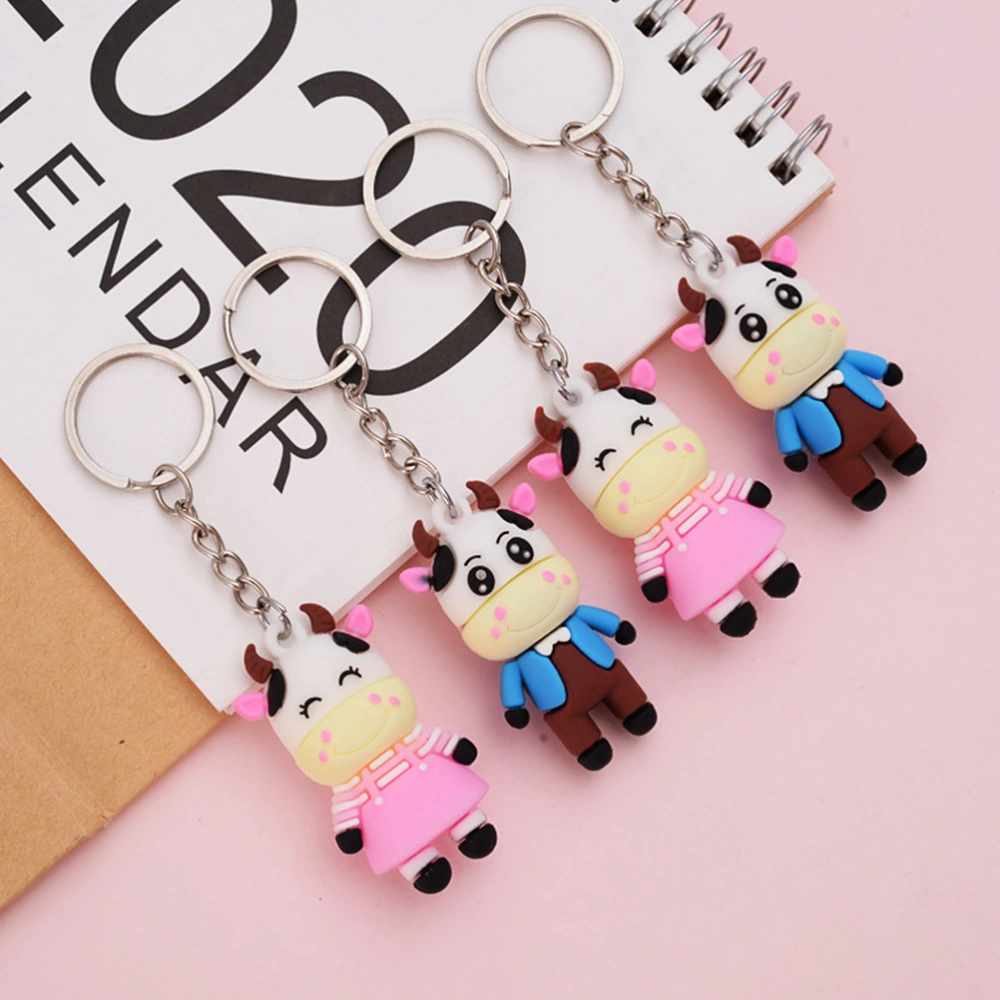 6pcs Valentine's Day Gift Lovers Cow Decorative Car Flexible Glue Key Chains