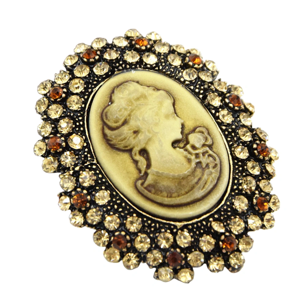 Retro Brooch Beautiful Queen Victoria Decorative Brooch for Scarf Bag Clothes (Golden)