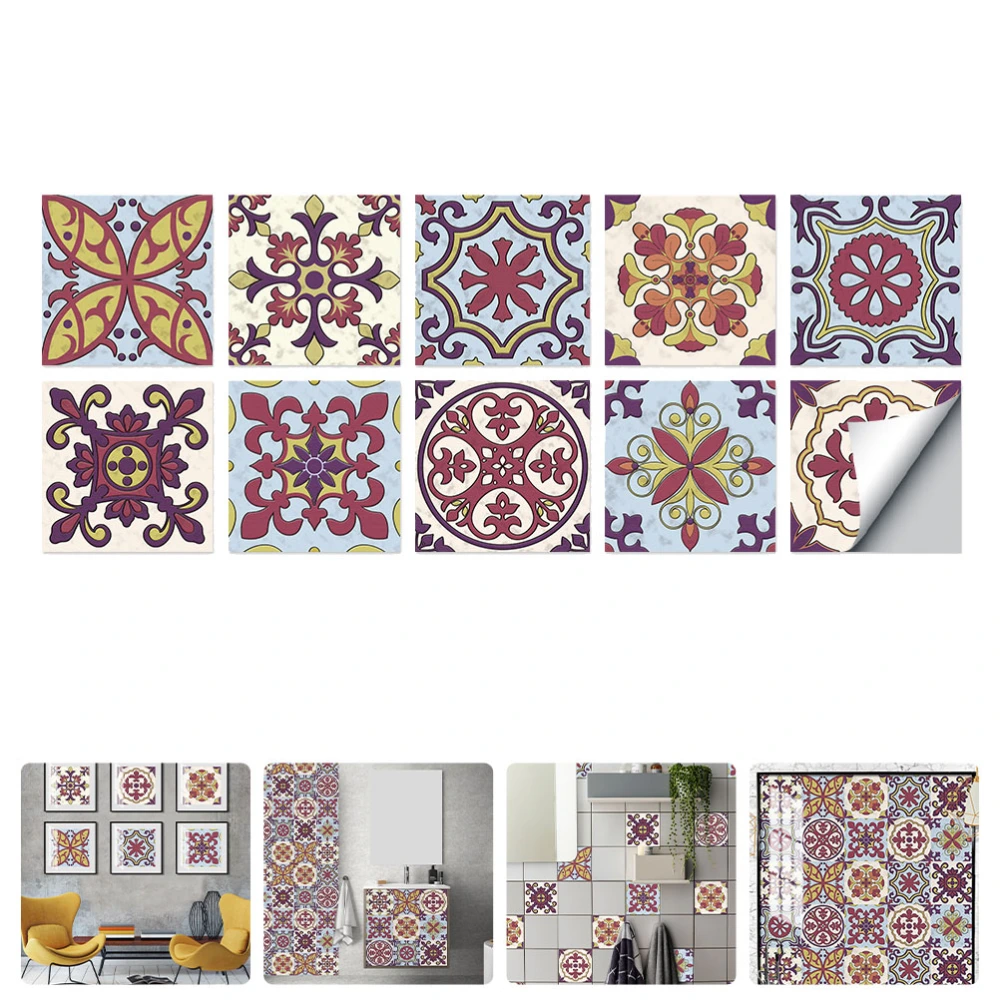 10Pcs Kitchen Oil Proof Stickers Neoclassical Pattern Water Proof Tile Decals