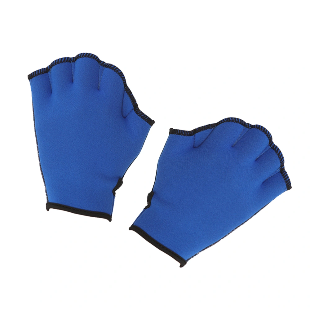 1 Pair Swimming Gloves Webbed Aquatic Fit Traning Gloves Paddle Diving Gloves (Size S Blue)