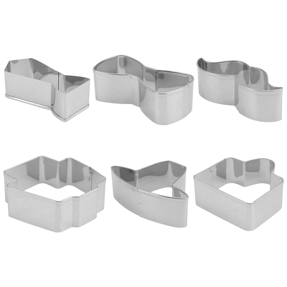 6pcs Father's Day Theme Cookie Cutters Stainless Steel DIY Biscuits Mold Kitchen Baking Tool (Briefcase+Beard+Tie+Bow Tie+Hat+Suit)