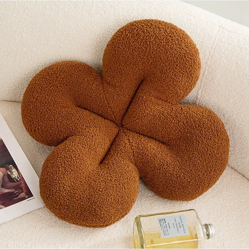 Plush Throw Pillow Butt Cushion Shamrock Shaped Floor Pillow Seating Cushion