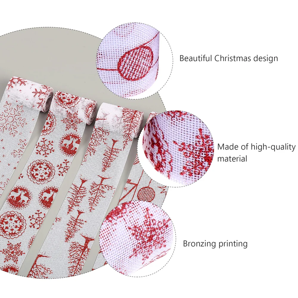 2 Rolls Xmas Decorative Ribbon DIY Crafts Ribbon Gift Box Wrapping Ribbon