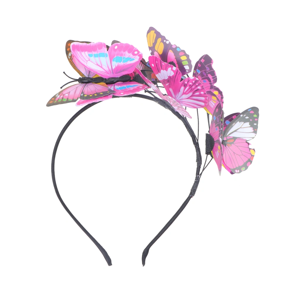 1PC Simulated Head Hoops Fresh Chic Headdress Design Hair Forest Style Wreath Headband Festive Bride Hair Accessory for Women Lady Wearing Rosy