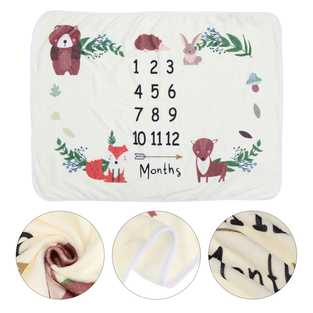 Infant Animal Printed Blanket Flannel Baby Milestone Blanket Photography Prop