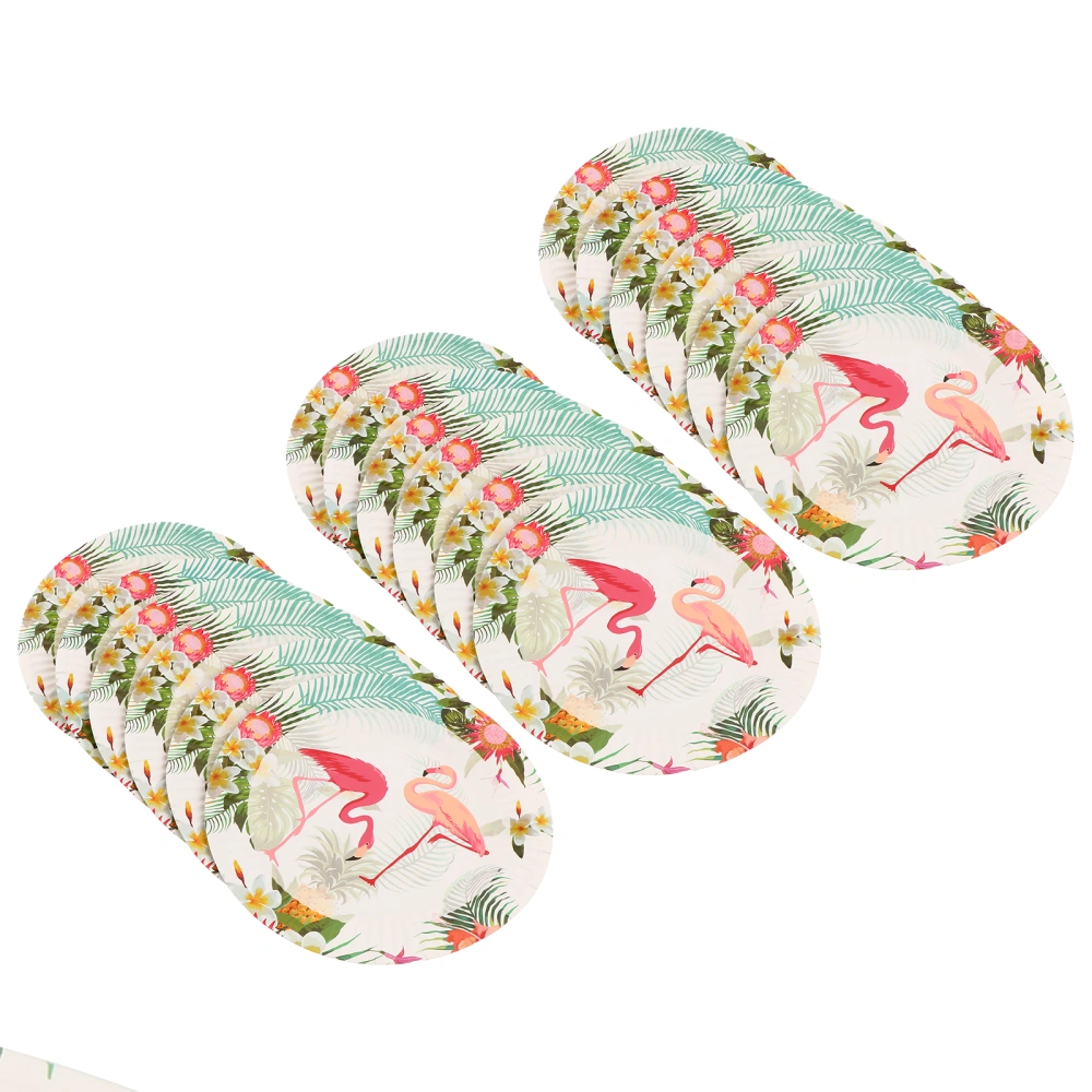 18pcs Hawaiian Style Flamingo Pattern Party Dessert Paper Plates Party Supplies