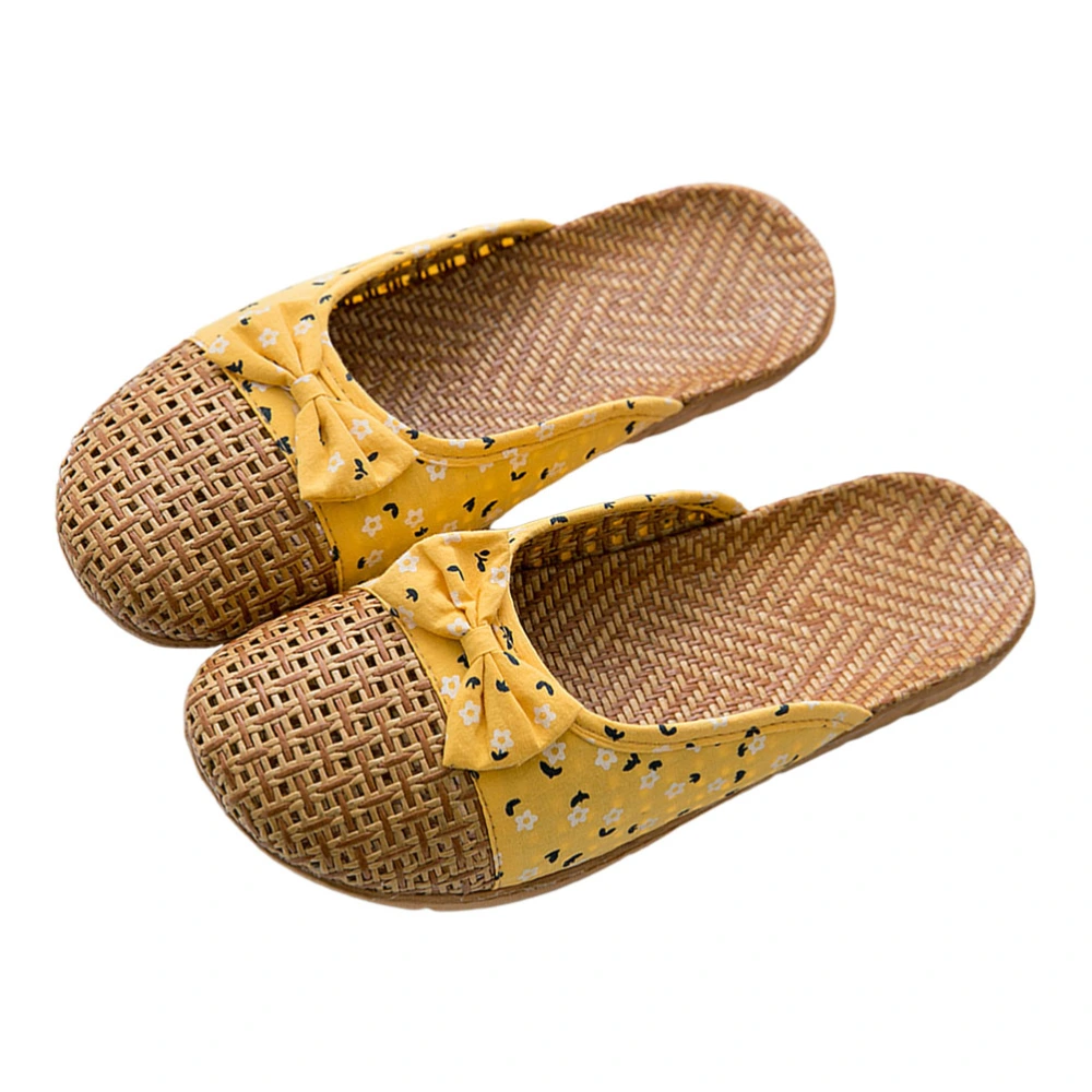 1 Pair Rattan Home Slippers Summer Casual Shoes Bamboo Daily Slippers Home Shoes