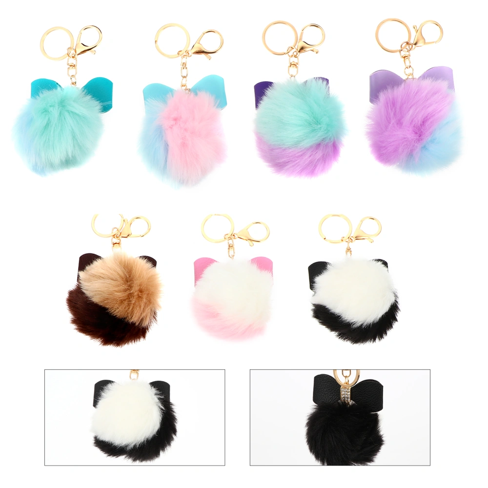 7pcs Lovely Bag Ornament Portable DIY Accessory Mobile Phone Furry Ball Pendant