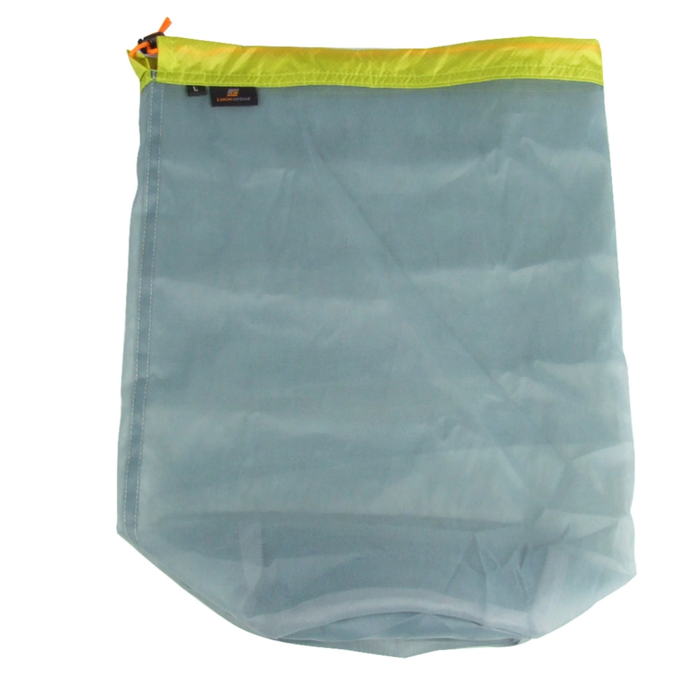 Ultra Light Polyester Mesh Storage Bag Stuff Sack for Tavel Camping - Size L (Yellow)