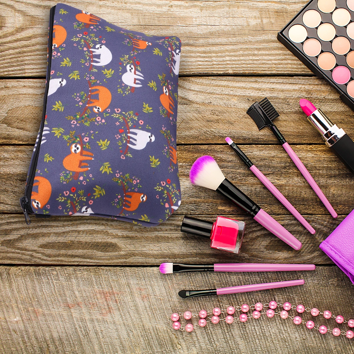 Sloth Printing Cosmetic Bag Multifunctional Storage Bag Travel Storage Pouch Cosmetics Container Makeup Pouch