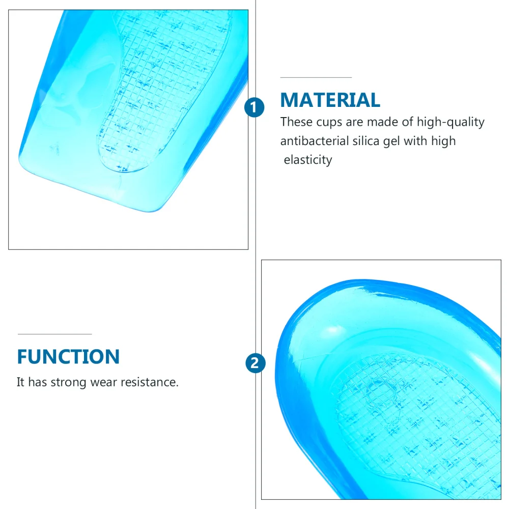 1 Pair Silicone Gel Heel Cups Silica Orthotic Gel Pads Cushions Insoles