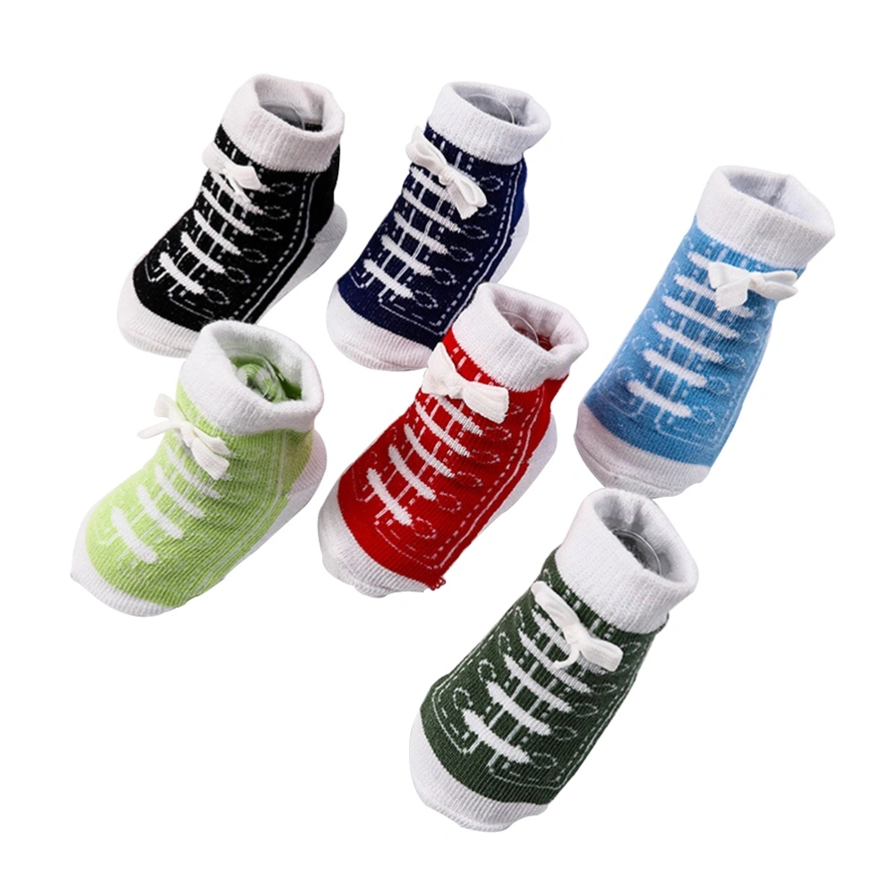 6 Pairs Creative Shoe Shape Socks Unisex Baby Newborn Cotton Socks for Kids Suitable for Within 1 Year Old