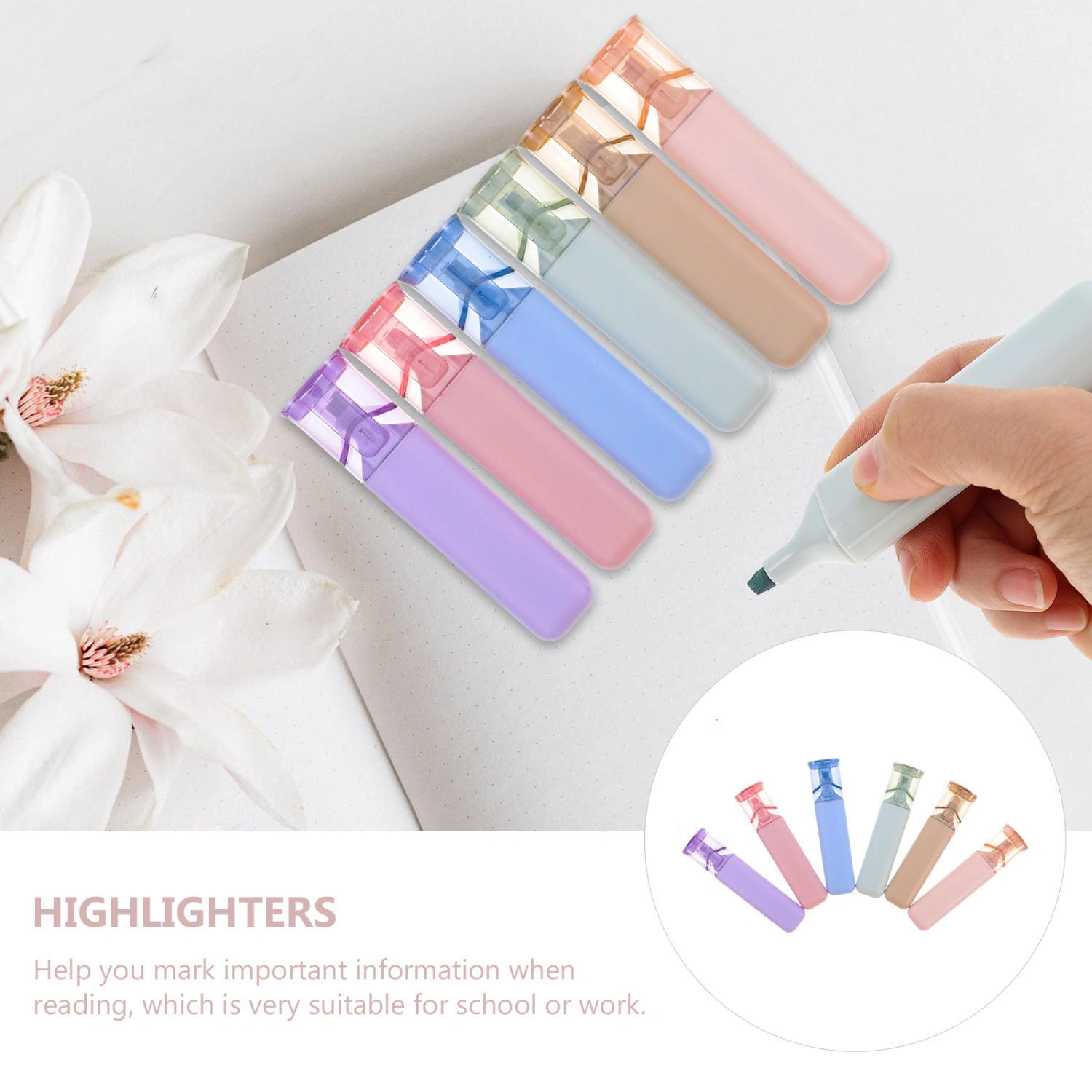 6Pcs Students Highlighters Notebook Marking Pens Portable Highlighters Students Supplies