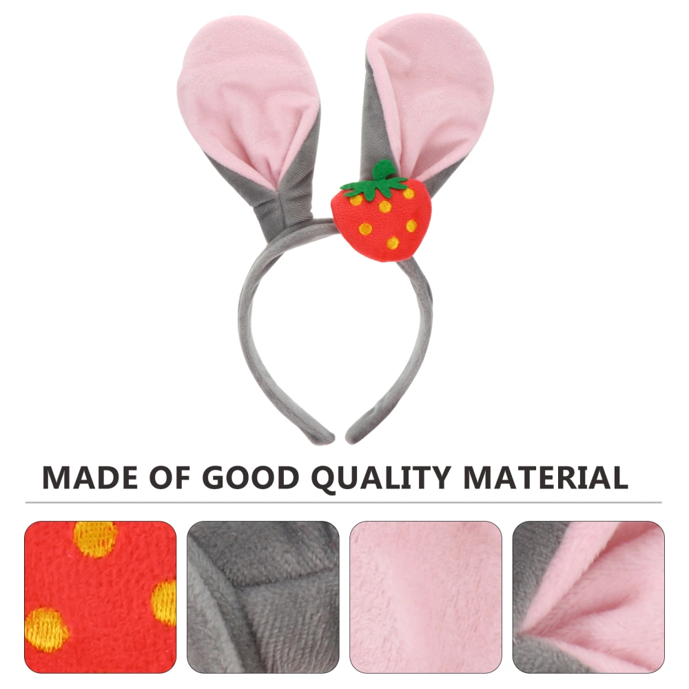 1PC Strawberry Rabbit Ear Headband Washing Face Makeup Hair Clasp Decor