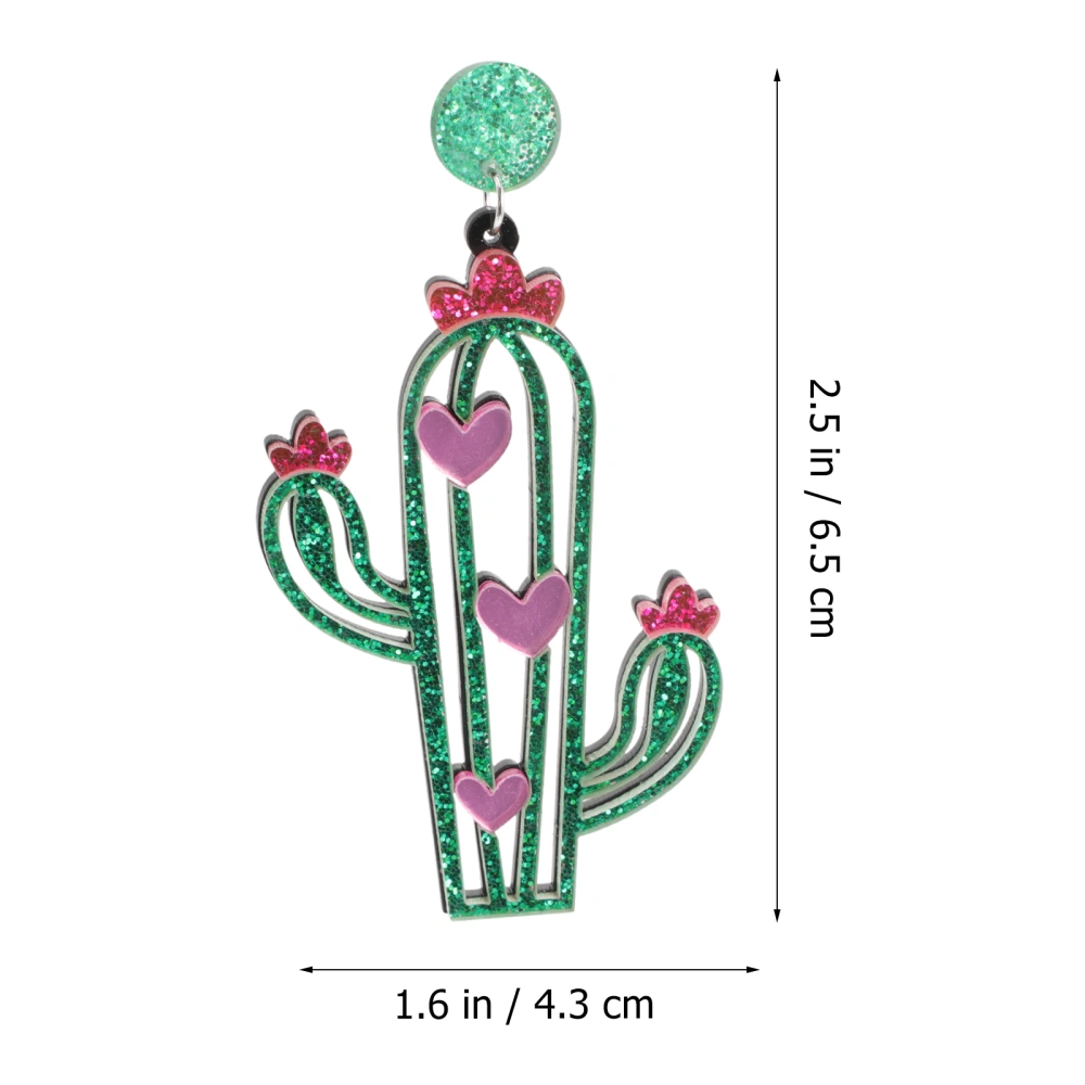 1 Pair Cactus Earrings Drop Dangle Earrings Fashion Jewelry for Women Girls