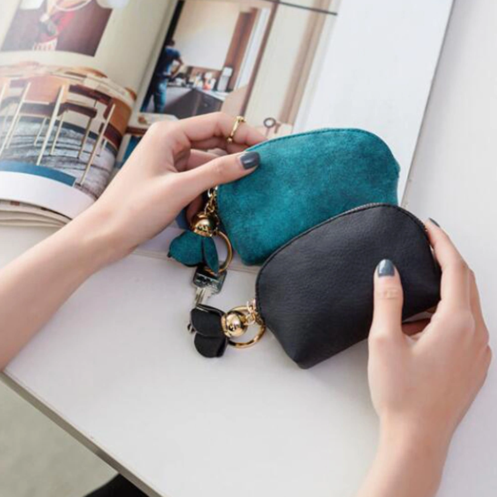 Student Mini Purse Female Short Package Flower Fresh Coin Bag Wallet Holder Clutch Handbag (Green)