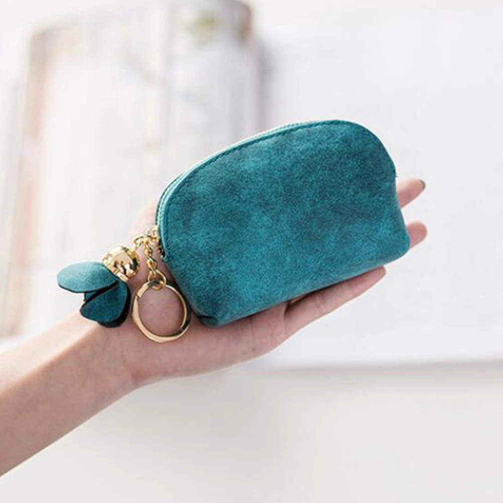Student Mini Purse Female Short Package Flower Fresh Coin Bag Wallet Holder Clutch Handbag (Green)