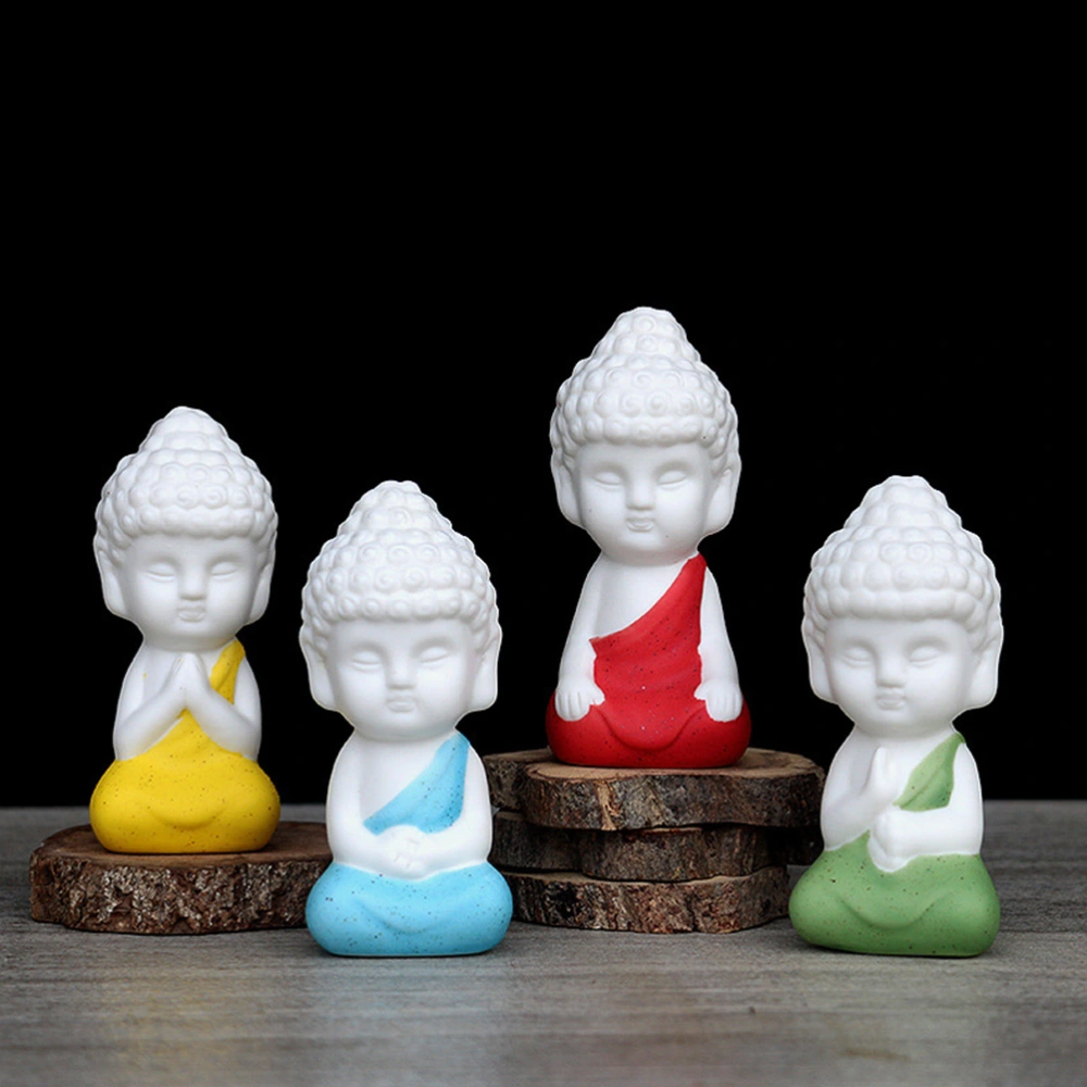 1pc Vivid Little Buddha Ornament Adorable Monk Ceramic Decoration for Home