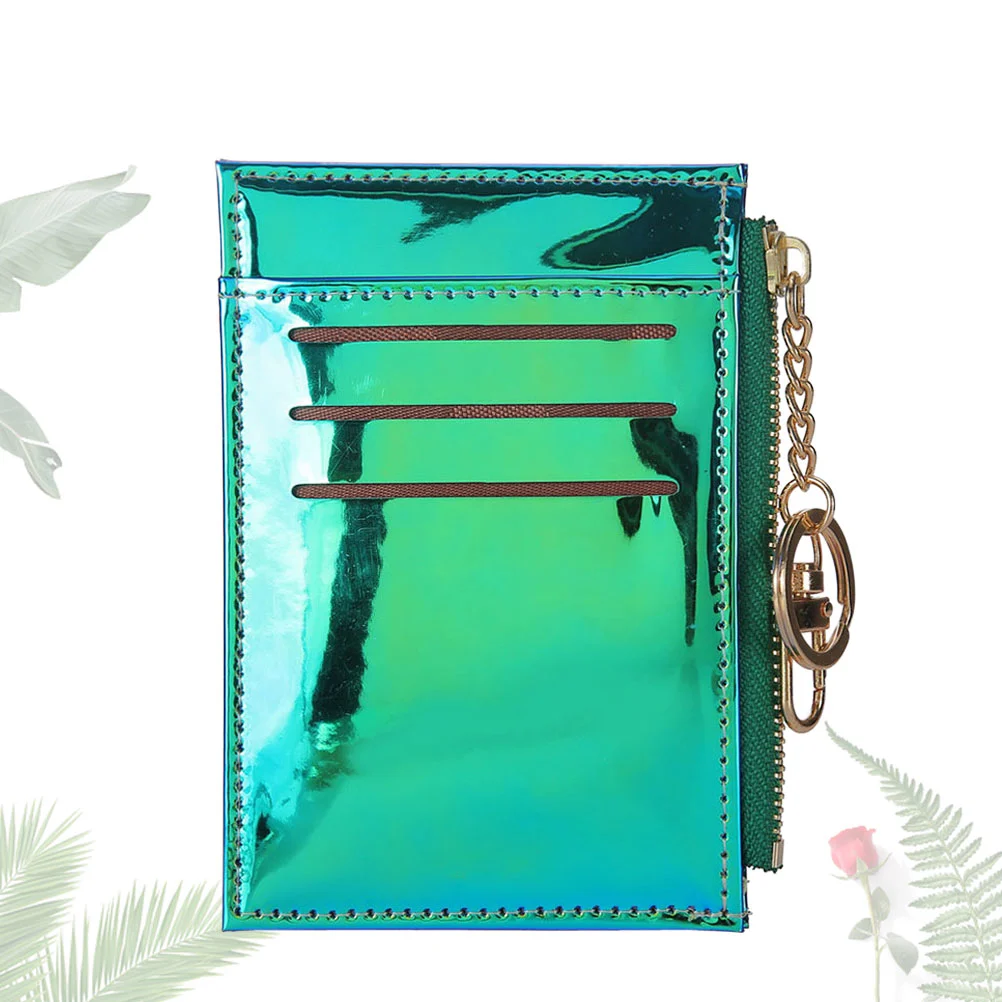 Fashion Shining Mini Wallets Purse Credit Holder Case with Key Ring (Green)