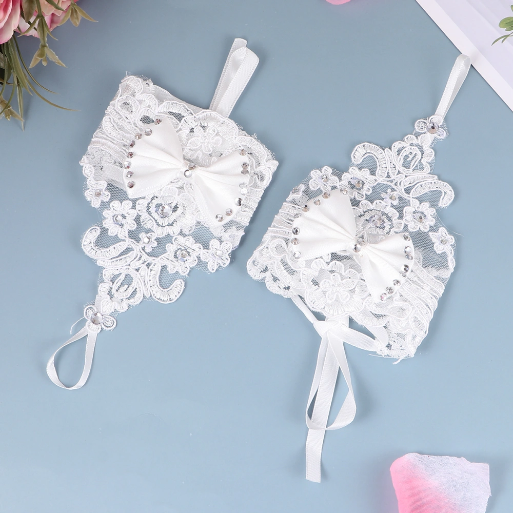 1 Pair Delicate Wedding Gloves Exquisite Lace Bow-knot Gloves Bridal Dress Gloves Wedding Supplies for Women Ladies