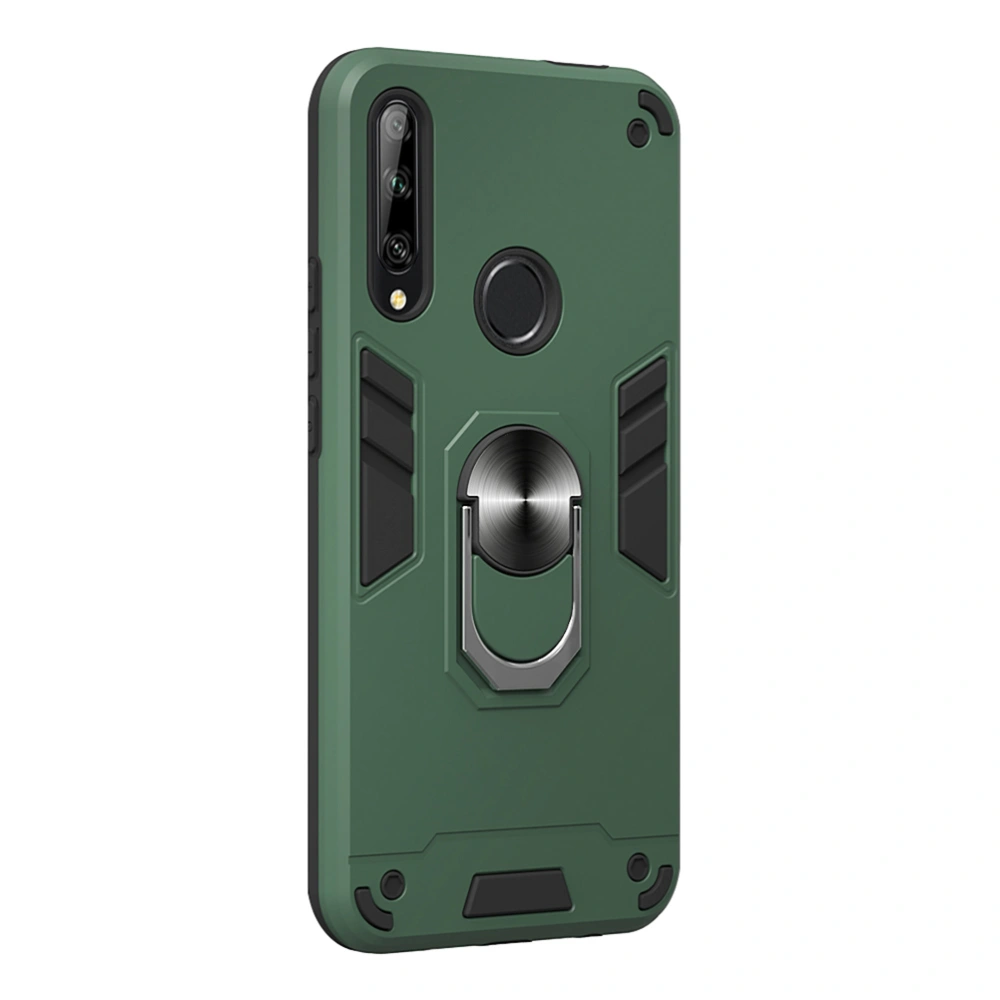 Chariot Style Phone Case Rotating Ring Holder Protective Phone Shell Phone Cover Compatible for Huawei Honor 9X (Dark Green)