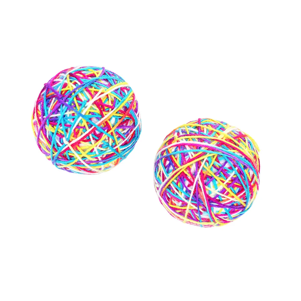 2Pcs Cat Woolen Yarn Ball Toy Interactive Toys Cat Chewing Wear-Resistant Ball Toy Cleaning Tooth Toy Cat Teaser