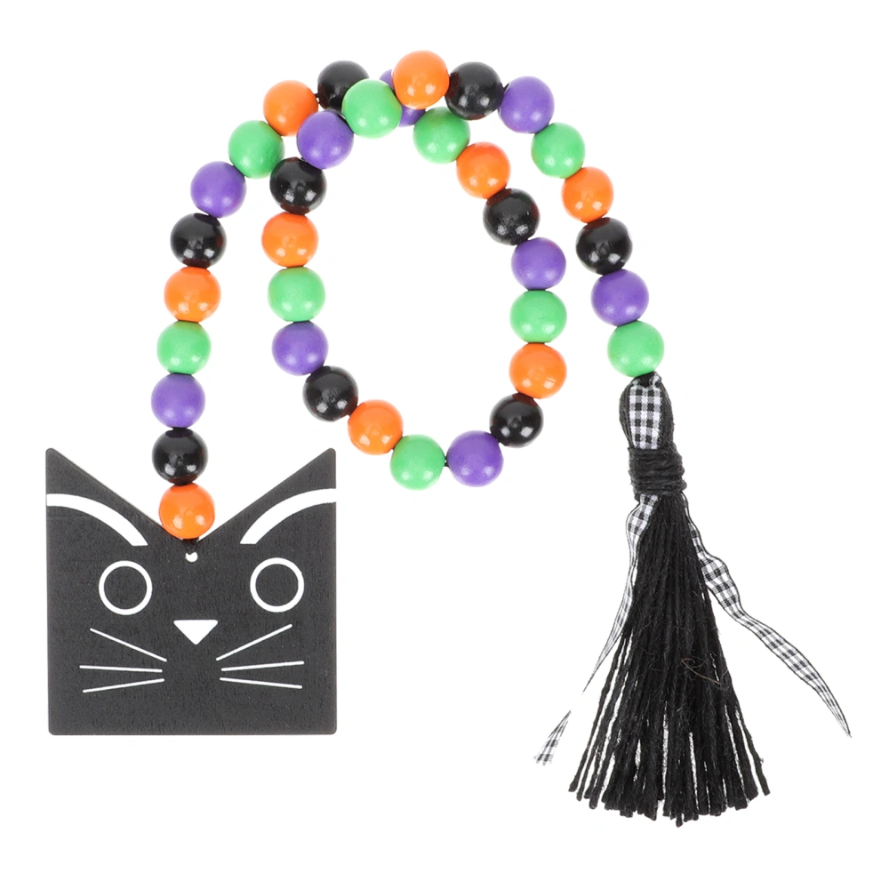 Halloween Beads String Wood Beads String Adornment Beads String Decor with Tassel