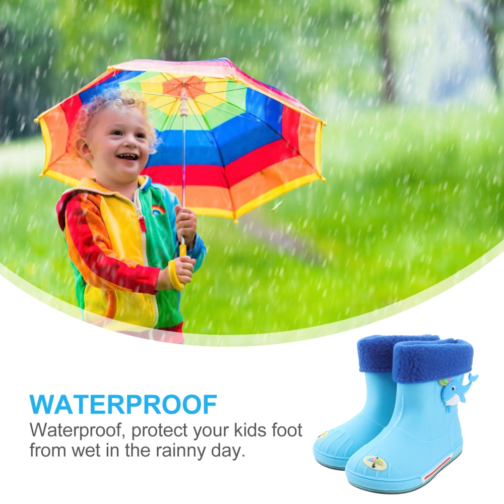 Cartoon Kids Rain Boots Waterproof Non-slip Children Rain Boot Outdoor Rain Shoes for All Seasons (Sky-blue, 31 Yards)