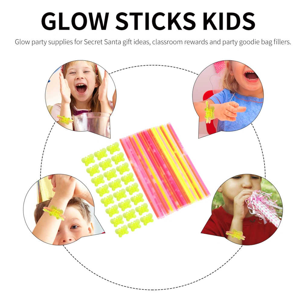 48pcs Disposable Fluorescent Stick Glow Sticks Butterflies Accessories Kit