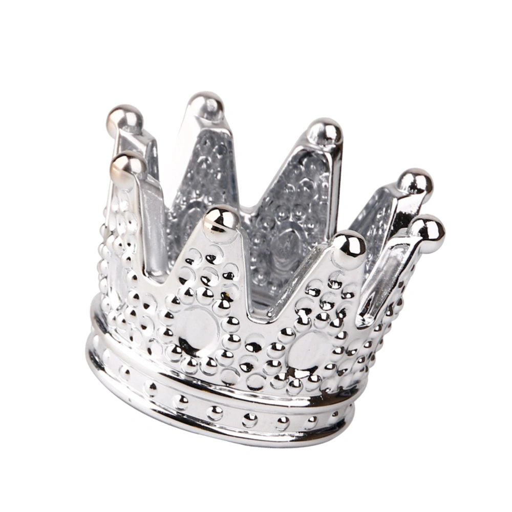 Crystal Glass Ashtray Mini Crown Shaped Tobacco Jar Creative Candle Holder Jewelry Tray (Silver)