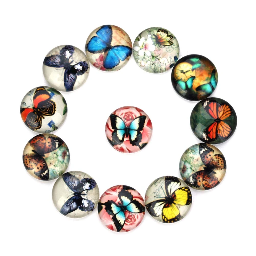 20PCS DIY Jewelry Accessories Creative DIY Glass Patch DIY Pattern Glass Interface Patch Creative DIY Printed Time Glass Patch Circular Jewelry Making Material Accessories for DIY Jewelry Making Mixed Color Size 20MM