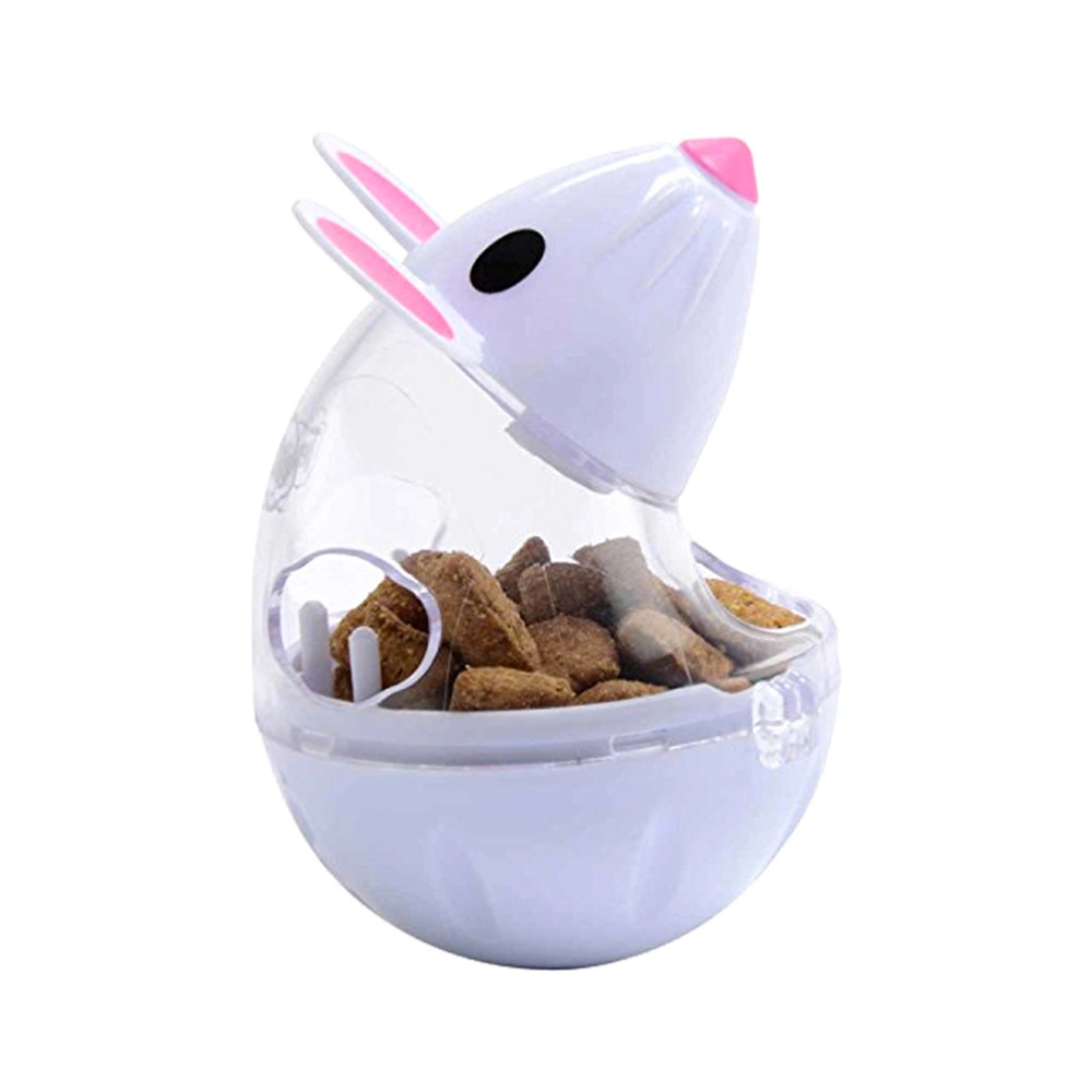 Food Dispenser Funny Plastic Pet Supplies Cat Feeders Tumbler Little Mouse Pet Drain Pet Educational Toys Food Bowl (White)