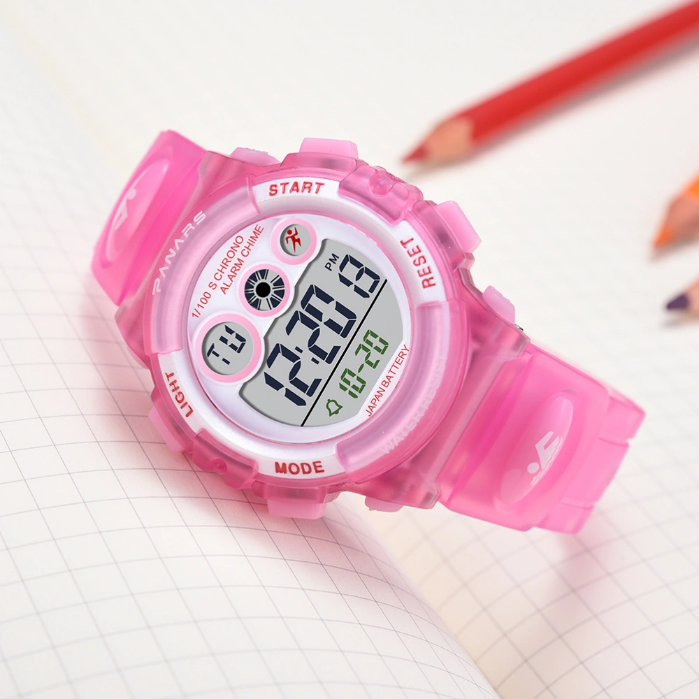 1pc Luminous Waterproof Student Watch Multifunction Electronic Watch for Boy Girl Children (Pink)