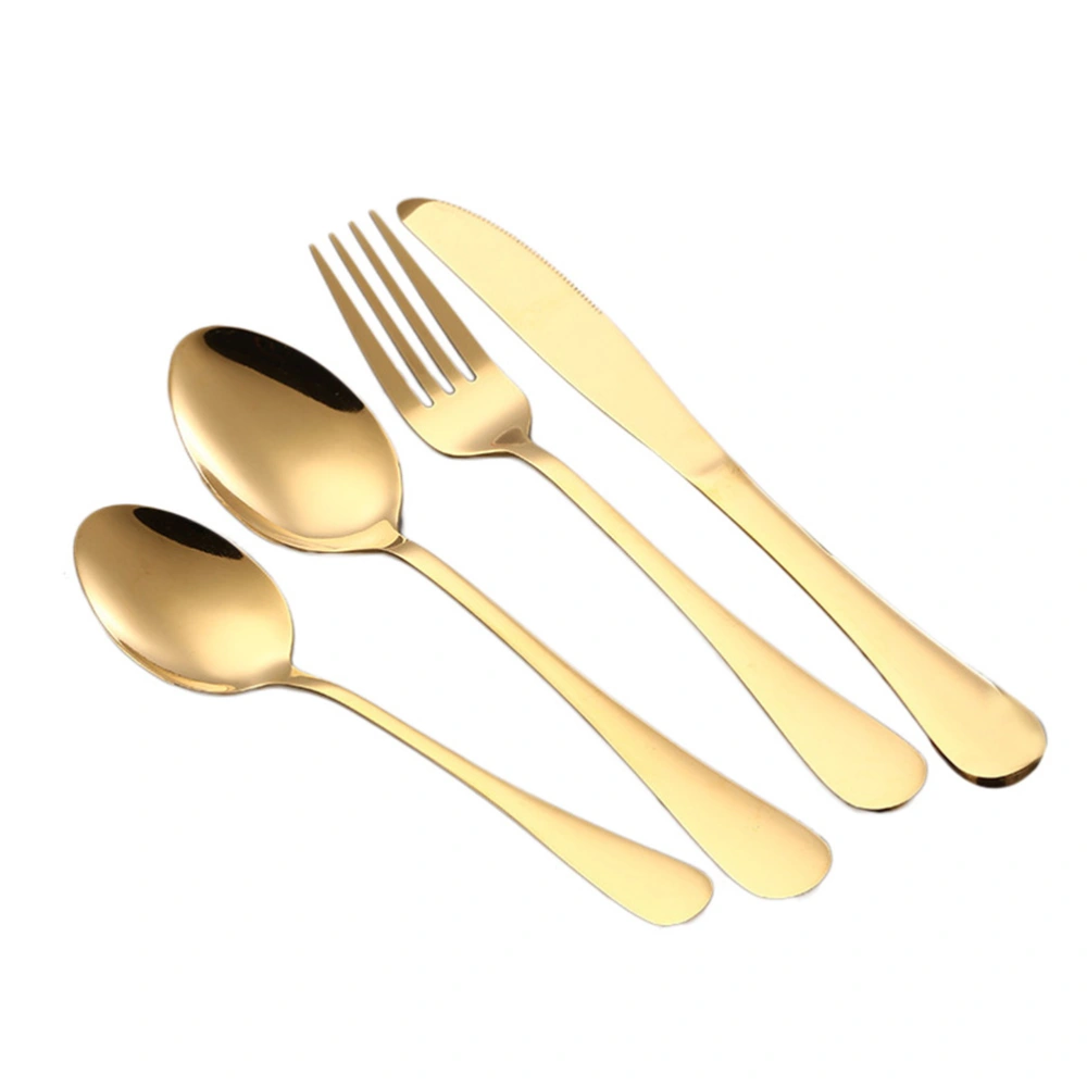 4pcs Flatware Silverware Set Stainless Steel Cutlery with Spoon and Fork (Golden)