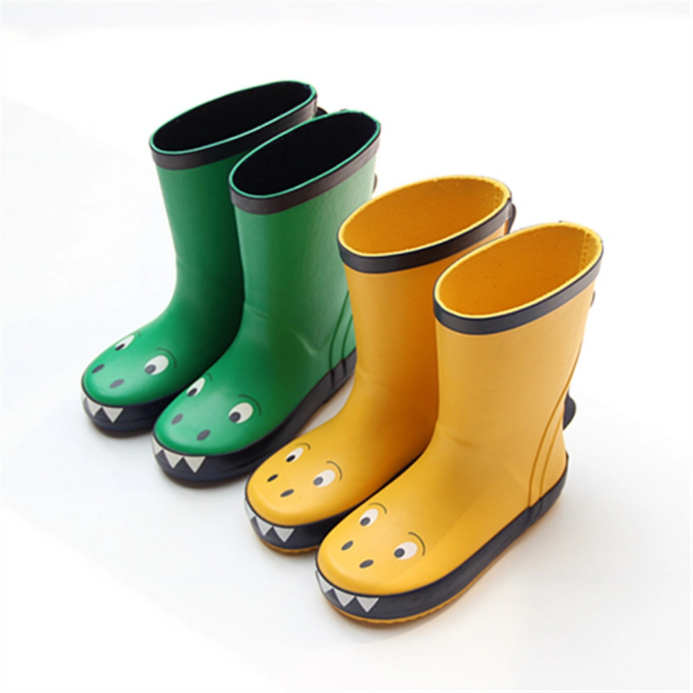 1 Pair Children Cartoon Waterproof Non-slip Rain Boot Dinosaur Pattern Design for Kids (Yellow Size 31 21cm Inner Length)