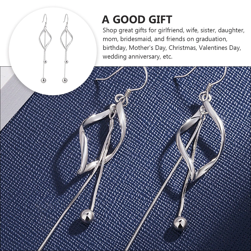 1 Pair of Diamond Shape Earrings Silver Ball Pendant Earrings Ear Decor (Silver)