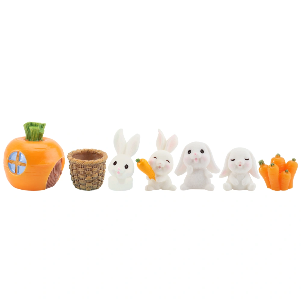 7Pcs Mini Emulation Rabbit Ornament Home Desktop Adornment Chic Flowerpot Decor