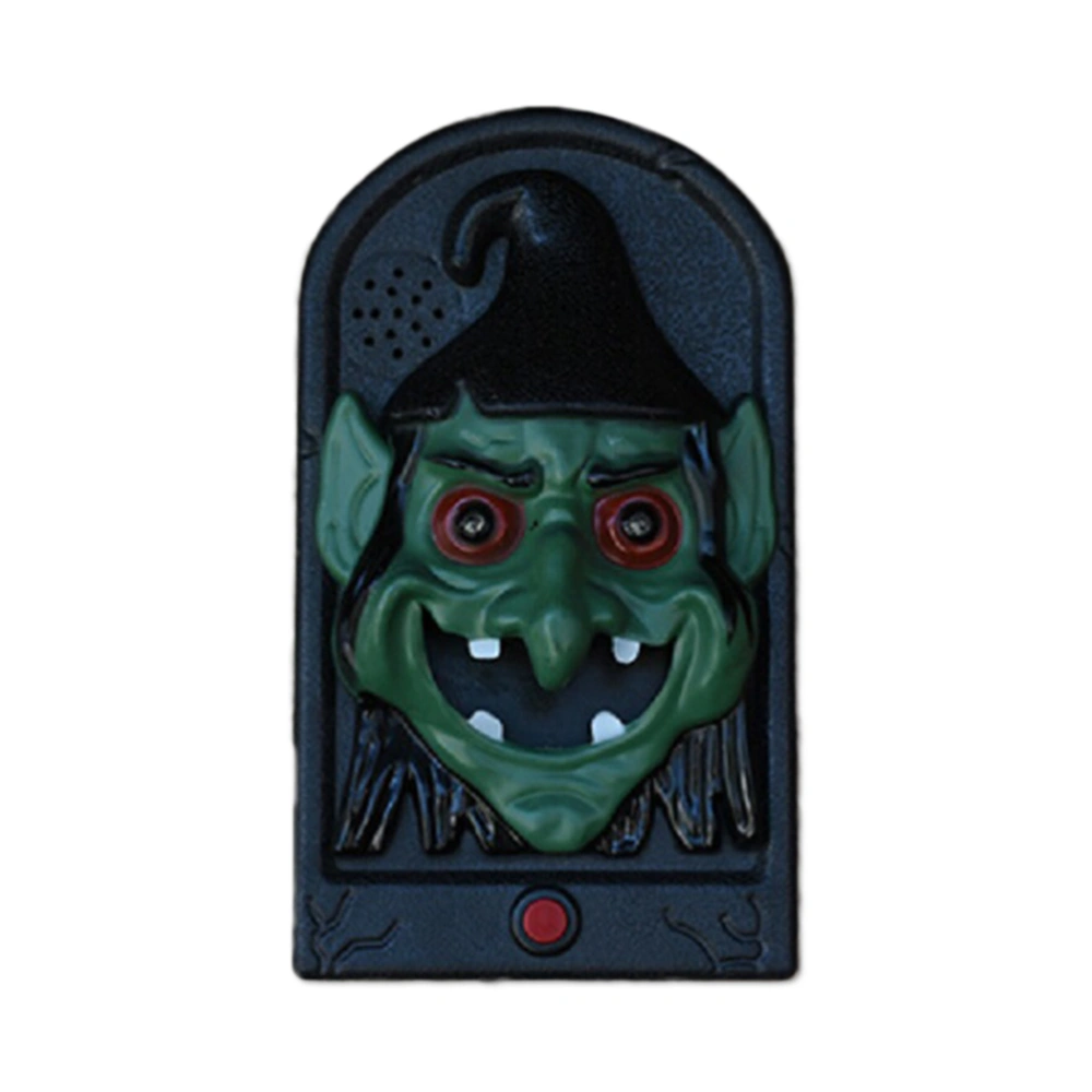 Halloween Doorbell Talking Scary Horror Modeling Sounds for Party Bar Door Decorations Kids Gift Toys (Green Witch)