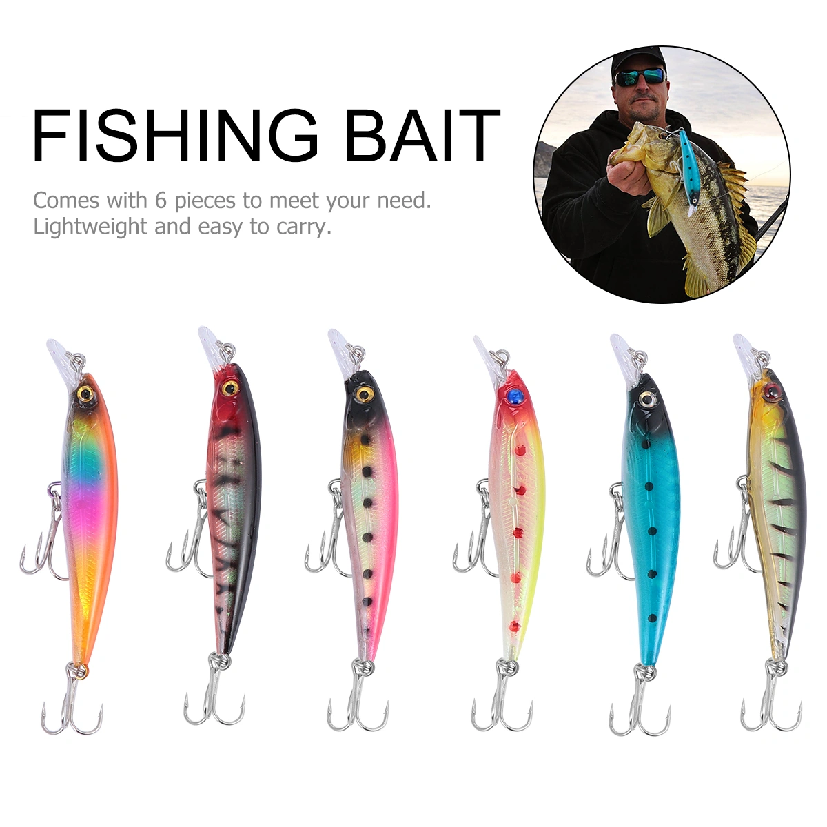 6pcs Portable Bionic Fishing Baits Life-like Fishing Lures Fishing Accessories