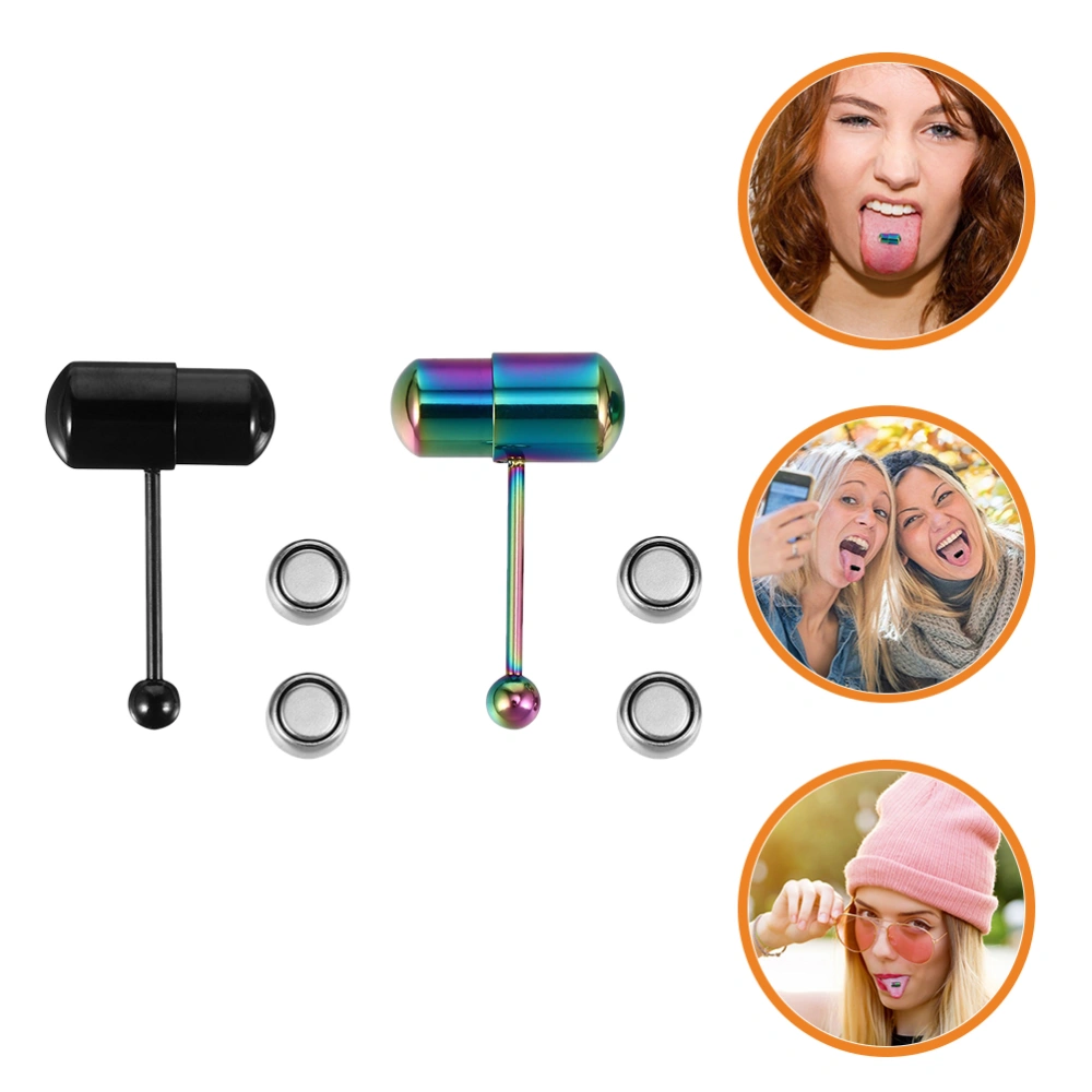 2pcs Vibrating Tongue Ring Stainless Steel Tongue Rings Tongue Piercing Jewelry