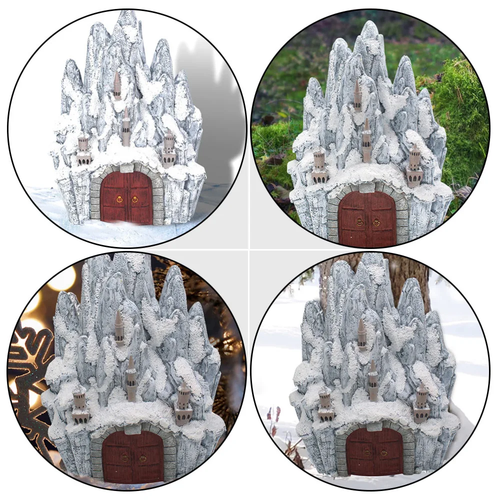 Icy Mountain Castle Craft Resin Castle Adornment Decorative Snowy Ornament