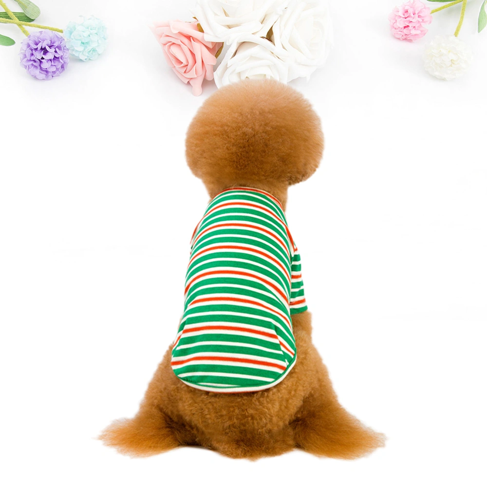 Dog Fashion Stripe Clothes Cotton Pet Leisure Costume Beautiful Teddy T-shirt (Green, Size L)