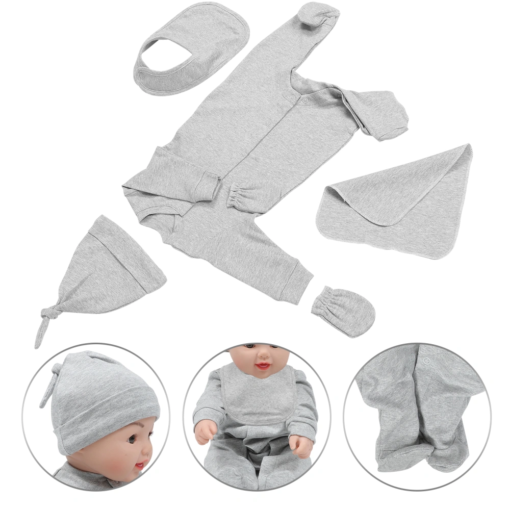 1 Set Baby Coming Home Outfit Newborn Romper Hat Bib Mittens Baby Clothes Set