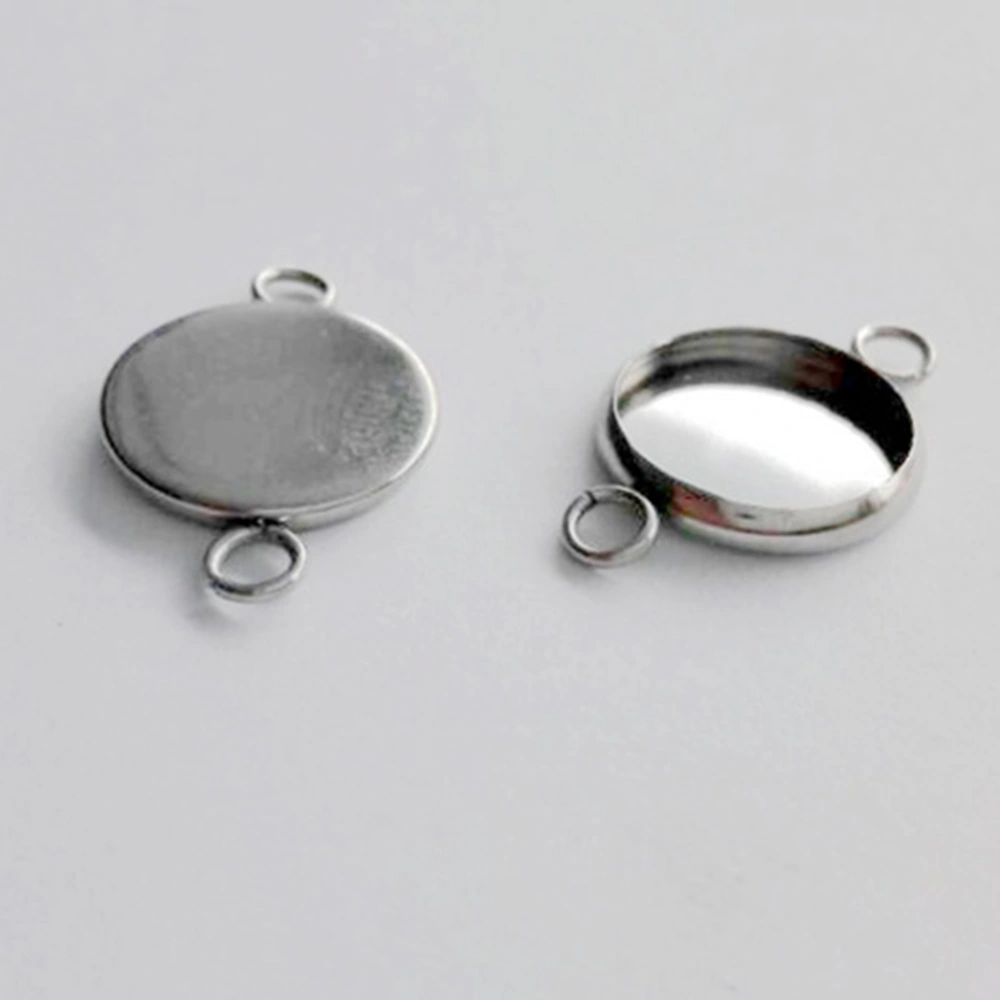 40PCS Stainless Steel Round Pendant Trays Charms DIY Jewelry Making Accessories for Necklace Bracelet