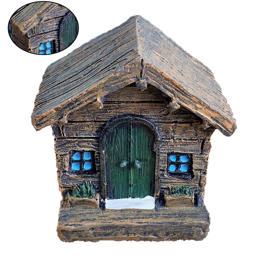 Farmhouse Desktop Ornament Micro Landscape Resin Decoration Mini Wooden House Sculpture Craft for Home Sand Table Aquarium