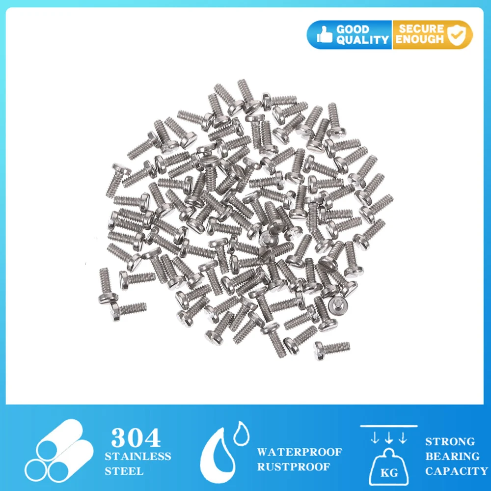 100pcs Stainless Steel Screws Slotted Cylinder Head Machine Fixing Screws