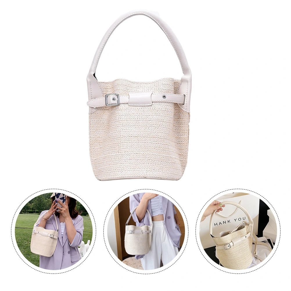 1Pc  Weaving Bag Fashionable Single Shoulder Bag Bucket Bag Casual Shopping Bag