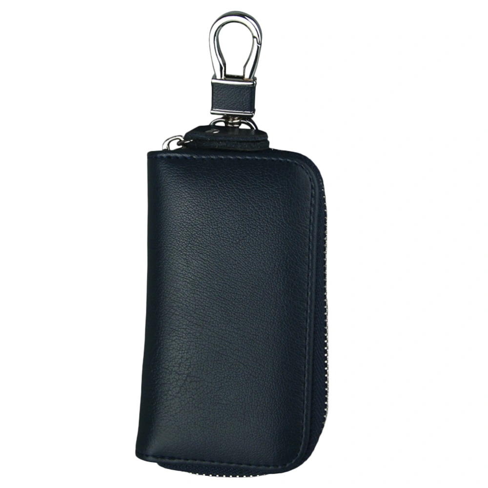 Genuine Leather Car Key Storage Pouch Key Bag Male Zipper Car Key Bag Waist Hanging Key Pouch (Random Color)