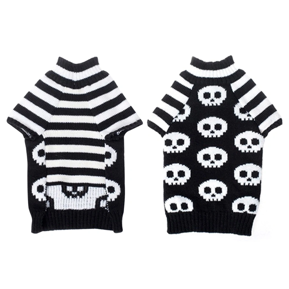 Halloween Dog Clothes Skull Stripe Dog Sweater Warm Pet Costume Pet Supplies for Autumn Winter Size M