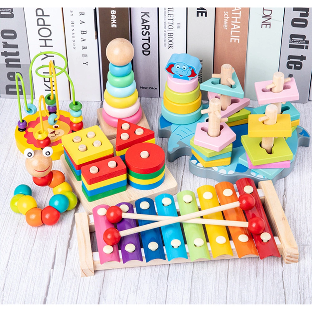 1 Set Colorful Kids Game Toys Teaching Aids Toys Wooden Geometric Toys Educational Toy for Baby Kids Infant